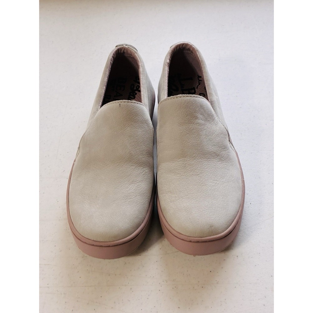 LL Bean Eco Bay Leather Slip On Loafers Women's Sz 7.5 Ivory Comfort